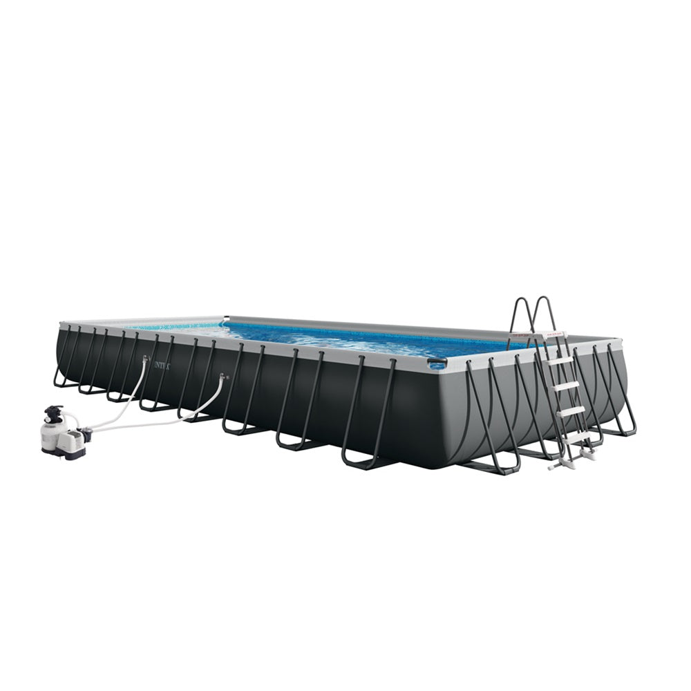 Ultra XTR Frame Pool-Set (9, 75 x 4,88 x 1,32 m) inkl. Sandfilter + Salzwassersystem & Zubehör, Reinigungs-Kit und Volleyballnetz