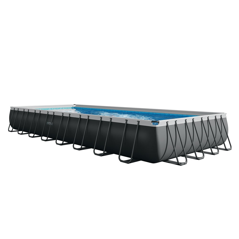 Ultra XTR Frame Pool-Set (9, 75 x 4,88 x 1,32 m) inkl. Sandfilter + Salzwassersystem & Zubehör, Reinigungs-Kit und Volleyballnetz
