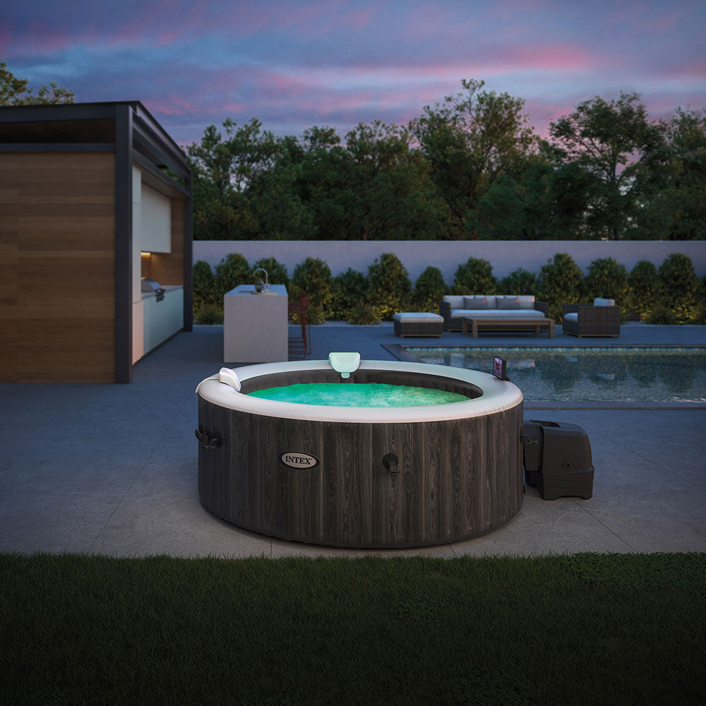 Whirlpool Greywood Deluxe, rund, in Holzoptik, für 4 Personen