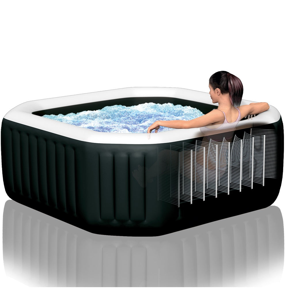 Whirlpool Jet & Bubble Deluxe, achteckig, schwarz, für 4 Personen