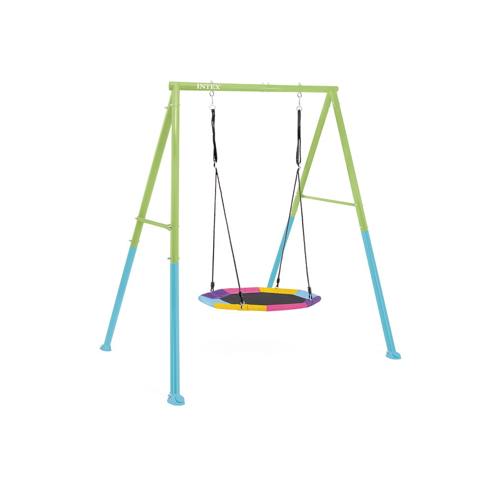 Schaukelgestell mit Nestschaukel in grün-blau