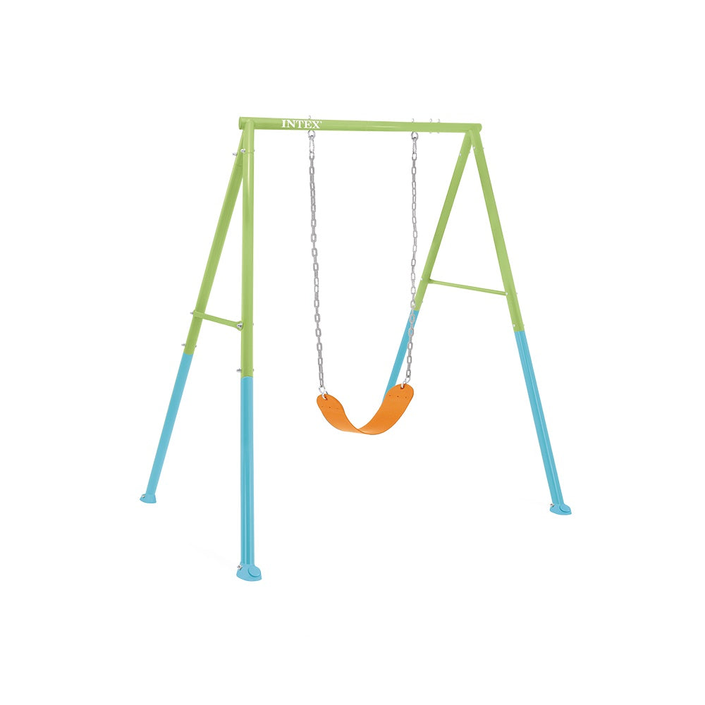 2-in-1-Schaukelgestell mit 2 austauschbaren Schaukeln in grün-blau