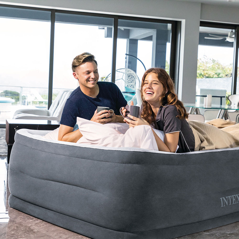 Luftbett Deluxe Comfort Plush HighRise, 152x203x56cm, mit FastFill Pumpe