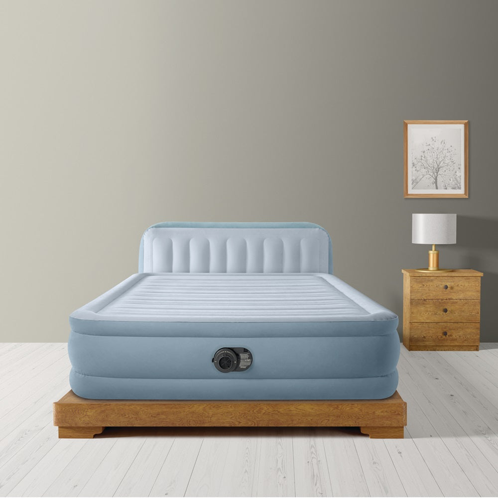 Luftbett Deluxe Plush Headboard, 152x236x86cm, mit FastFill Pumpe