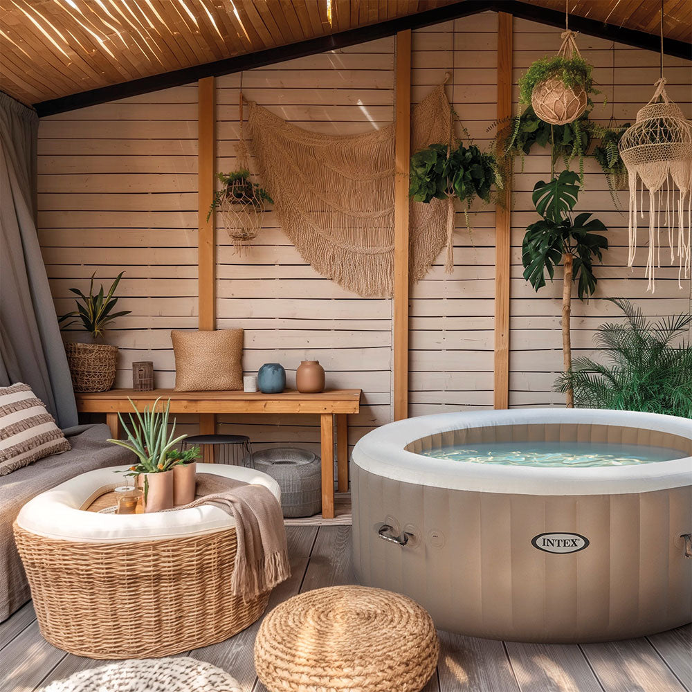 Whirlpool Bubble Massage, rund, olivegrün, für 4 Personen