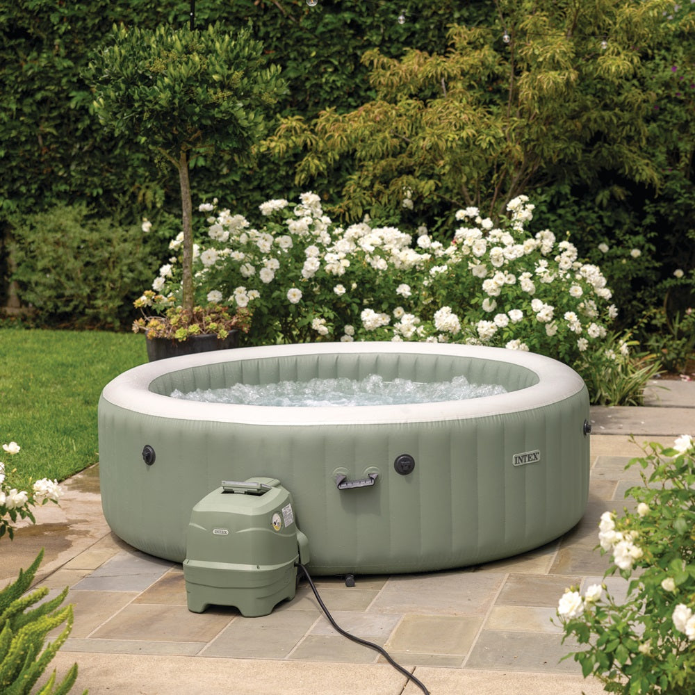 28428_Bubble Spa Massage Whirlpool olivegrün im Garten
