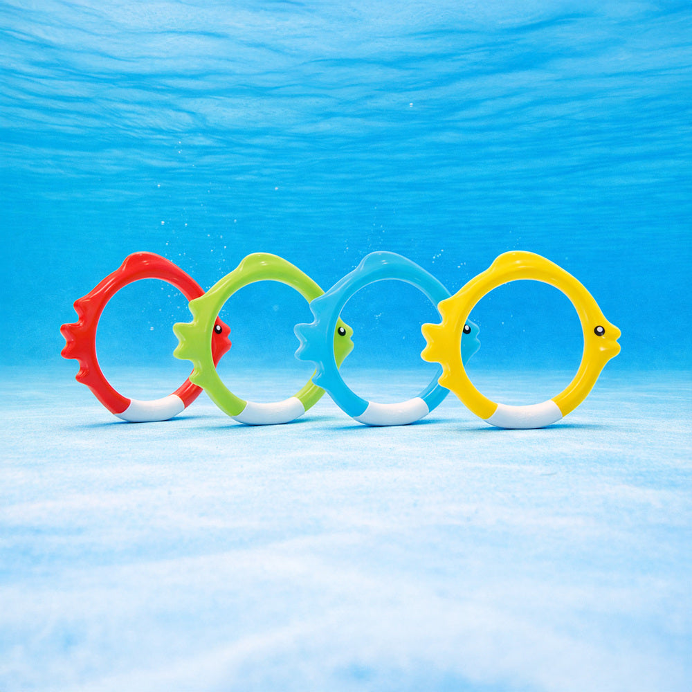 Unterwasser-Tauchringe im Fisch-Design, 4-teiliges Set