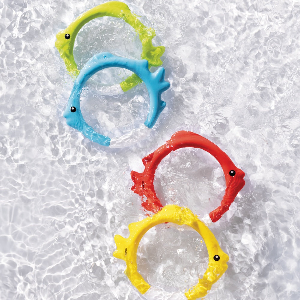Unterwasser-Tauchringe im Fisch-Design, 4-teiliges Set