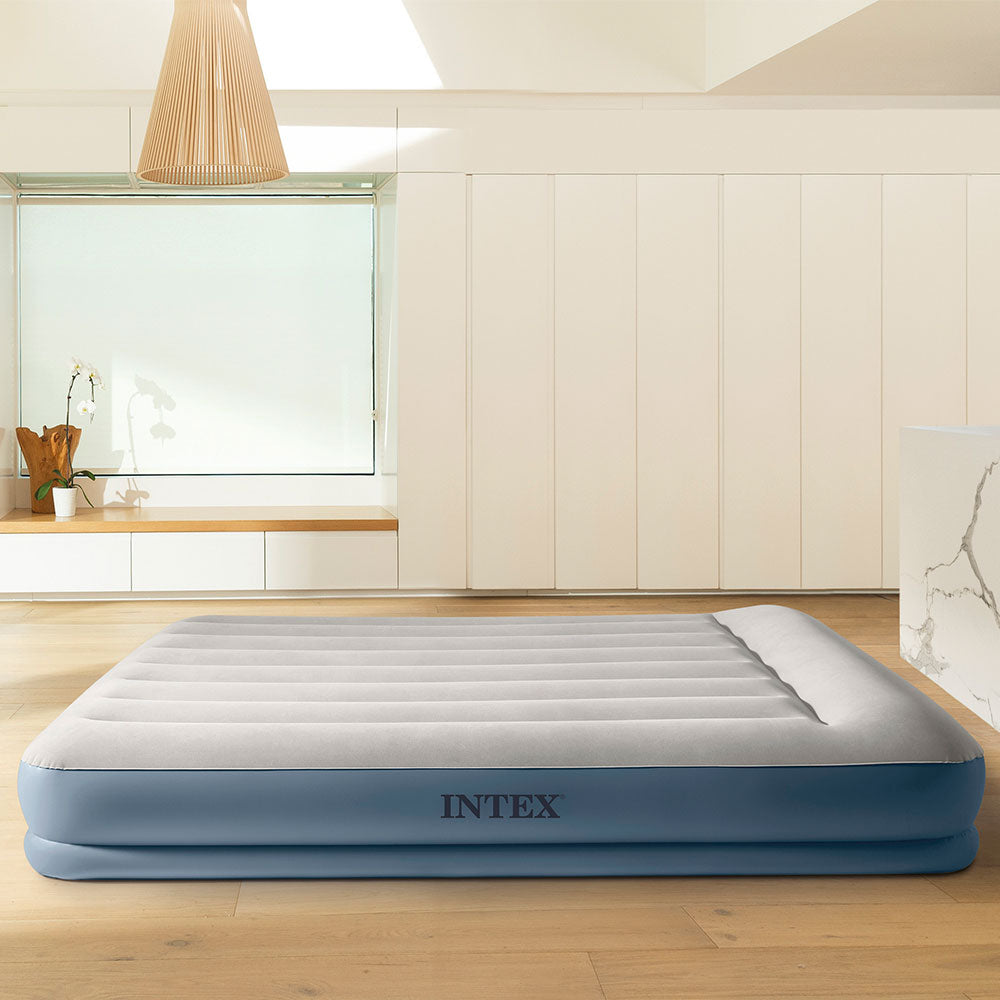INTEX Luftbett Standard PillowRest Queen mit FastFill Pumpe
