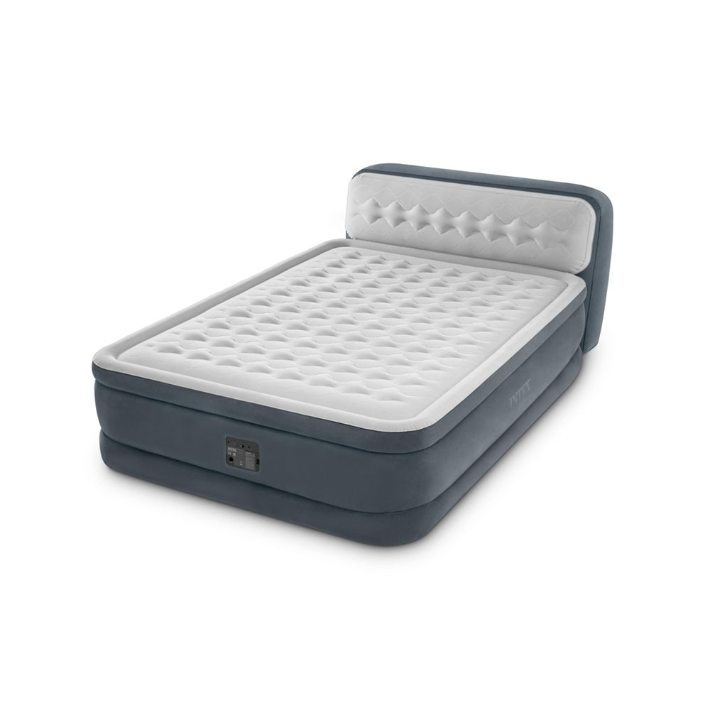 INTEX Luftbett Deluxe Ultra Plush Headboard Queen mit FastFill Pumpe